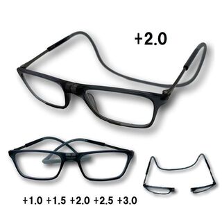 老眼鏡 シニアグラス 磁石着脱 形状記憶ロープ式 +2.0(サングラス/メガネ)
