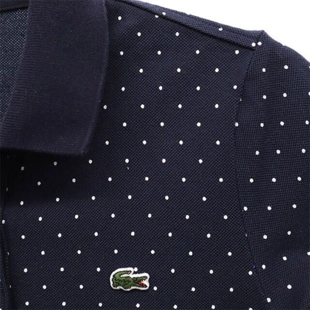 ラコステ ドット柄 半袖 ワンピース 34 ネイビー LACOSTE 鹿の子地 レディース 【中古】 【230528】 メール便可