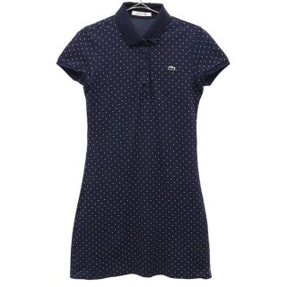 LACOSTE - ラコステ ドット柄 半袖 ワンピース 34 ネイビー LACOSTE ...