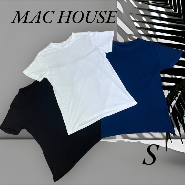 Mac-House(マックハウス)の【 マックハウス 】メンズTシャツ3枚セット❣️コットン100% 黒 白 紺 S メンズのトップス(Tシャツ/カットソー(半袖/袖なし))の商品写真