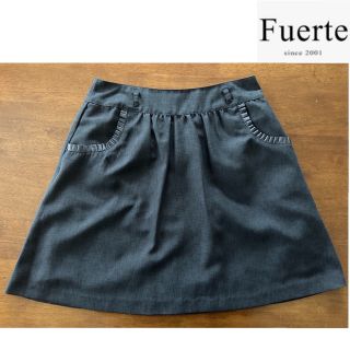 fuerte  フェルテ　麻ライク　スカート　ネイビー　M   美品(ミニスカート)