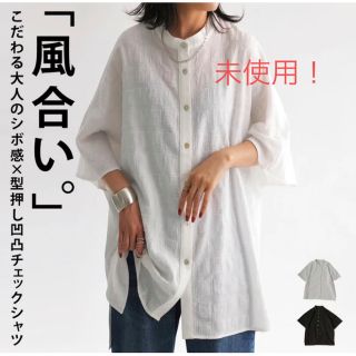 アンティカ(antiqua)のaaa様専用　アンティカ　型押しチェックシャツ レディース トップス 半袖(シャツ/ブラウス(半袖/袖なし))