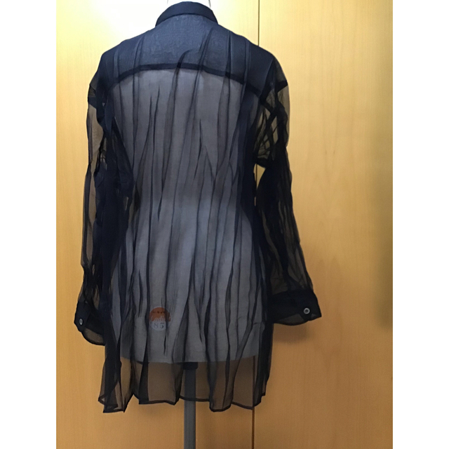 ISSEY MIYAKE(イッセイミヤケ)のイッセイミヤケ  シースルーシャツ　黒 レディースのトップス(シャツ/ブラウス(長袖/七分))の商品写真