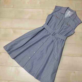 トッコクローゼット(TOCCO closet)のtocco トッコクローゼット シャツワンピース ストライプ 羽織り M(ひざ丈ワンピース)