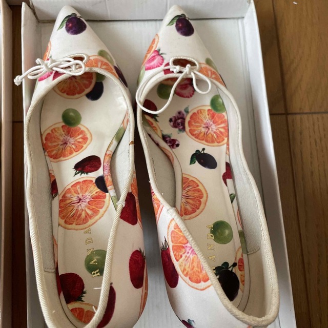 ✴️🍋🍊🍓🍌🍉🍍フルーツ柄ヒール3点セット✴️ レディースの靴/シューズ(ハイヒール/パンプス)の商品写真