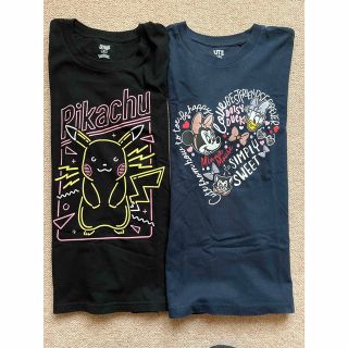 ユニクロ(UNIQLO)のユニクロ UT Tシャツ ２枚 ピカチュウ ミニー デイジー ディズニー 黒 紺(Tシャツ(半袖/袖なし))