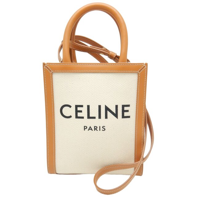 セリーヌ CELINE ミニバーティカルカバ 193302BNZ02NT ハンドバッグ キャンバス × レザー  ベージュ  ブラウン / 250543 ☆未使用