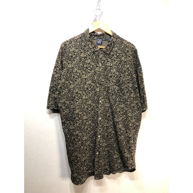 010582● OLD GAP 半袖 シャツ XL 花柄 リーフ柄 Tシャツ生地