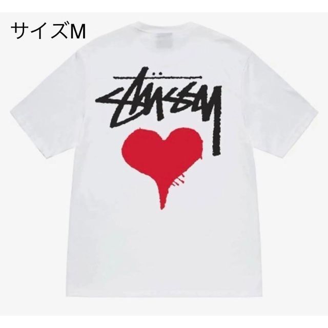 新品】stussy Tシャツ サイズM ホワイト ハート - Tシャツ/カットソー
