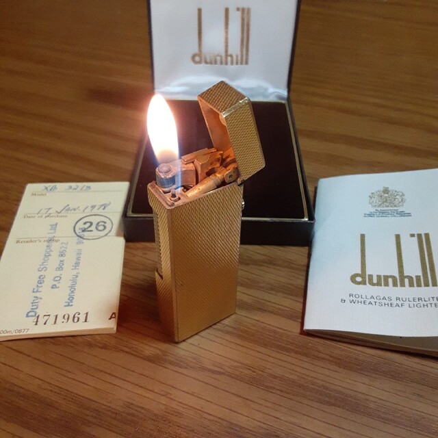 dunhill  ダンヒルライター  ゴールド　ストライブ柄 OH済  着火OK