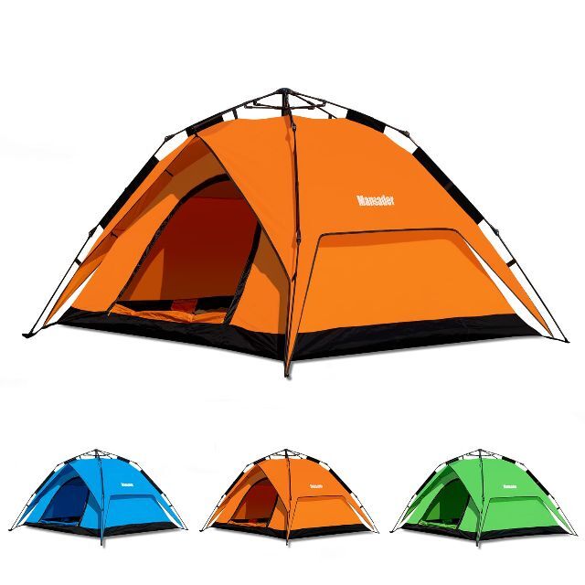 売れ筋安心 【色: オレンジ】MANSADER テント 4人用 ワンタッチテント 3～4人用 テント/タープ