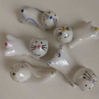 箸置き　猫　陶器　5個セット(食器)