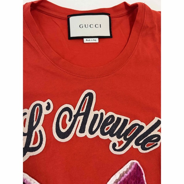 グッチ 猫刺しゅう 半袖Ｔシャツ レディース 赤 XS GUCCI