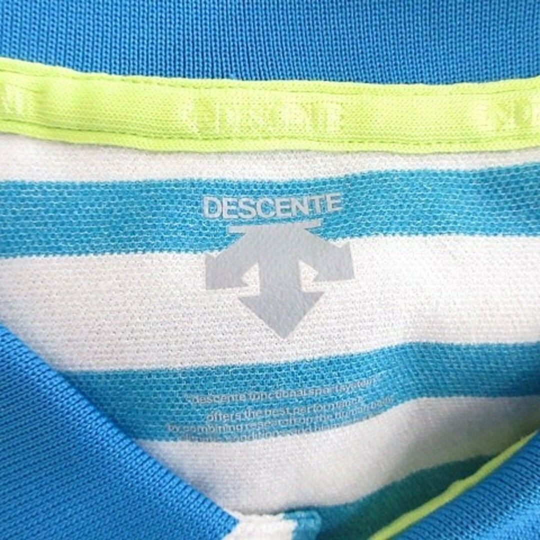 DESCENTE(デサント)のDESCENTE ゴルフ ポロシャツ 半袖 ボーダー ブルー ホワイト XO スポーツ/アウトドアのゴルフ(ウエア)の商品写真