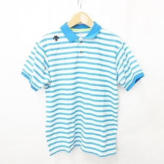 デサント(DESCENTE)のDESCENTE ゴルフ ポロシャツ 半袖 ボーダー ブルー ホワイト XO(ウエア)