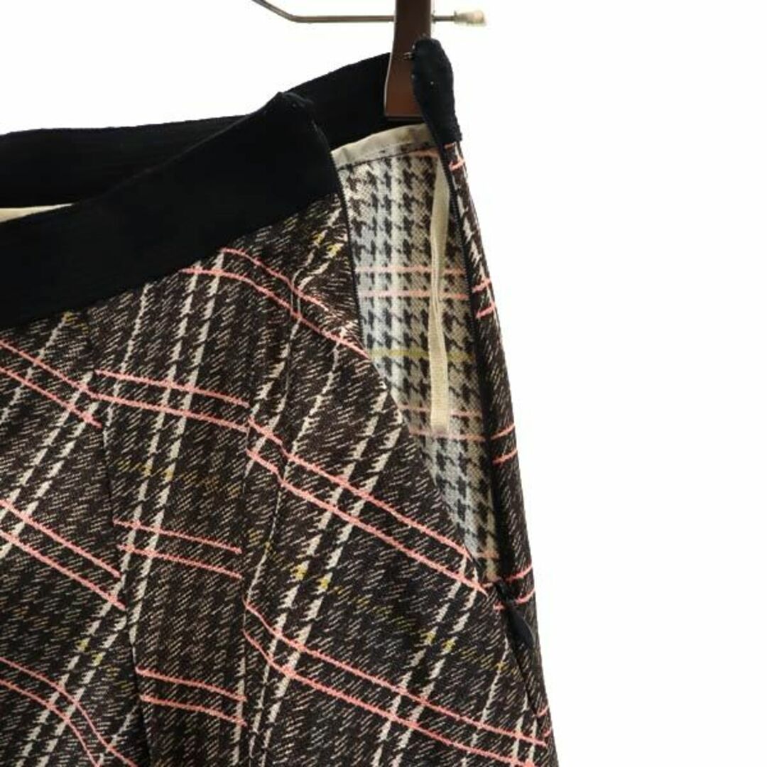マルニ デザイン チェック スカート 42 ブラウン系 MARNI サイドジップ レディース 【中古】 【230528】