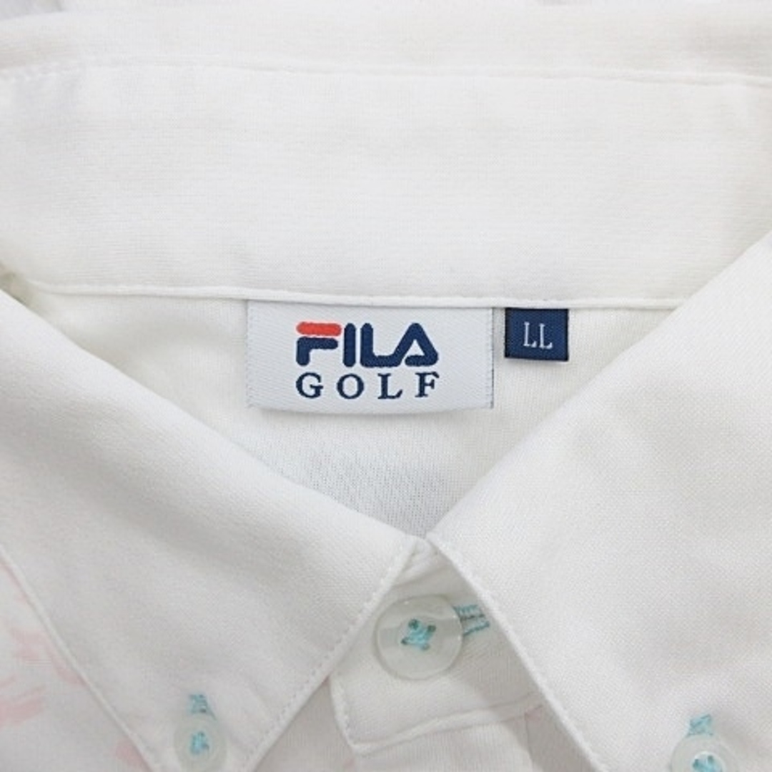 FILA(フィラ)のフィラ FILA GOLF シャツ 半袖 ボタンダウン ピンク ホワイト LL スポーツ/アウトドアのゴルフ(ウエア)の商品写真