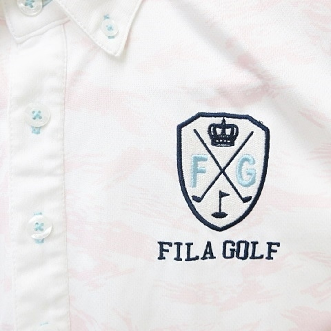 FILA(フィラ)のフィラ FILA GOLF シャツ 半袖 ボタンダウン ピンク ホワイト LL スポーツ/アウトドアのゴルフ(ウエア)の商品写真