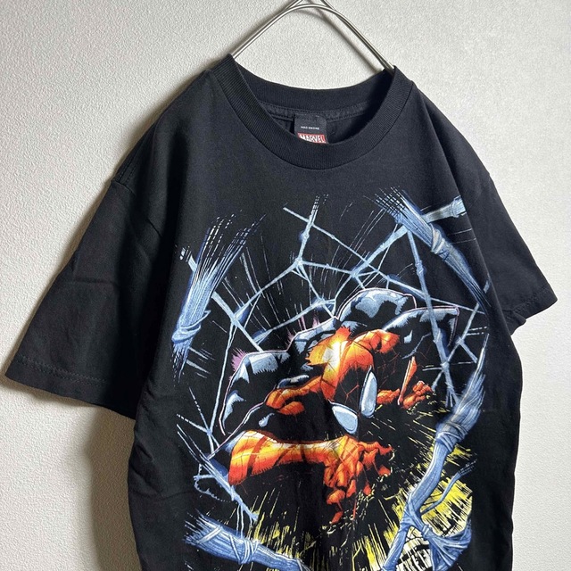 MARVELマーベル　半袖Tシャツ　スパイダーマン　メキシコ製　ブラック　古着