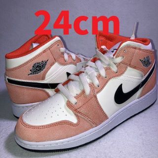 NIKE - エアジョーダン1 MID オレンジ クリーム 白 黒 24cm 箱付きの