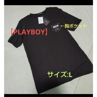 PLAYBOY - 【PLAY BOY】胸ポケット付き　コットン半袖Tシャツ/L