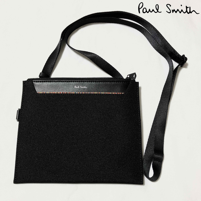 Paul Smith(ポールスミス)の美品　ポールスミス　ショルダーバッグ　マルチストライプ　サコッシュ　黒　斜め掛け メンズのバッグ(ショルダーバッグ)の商品写真