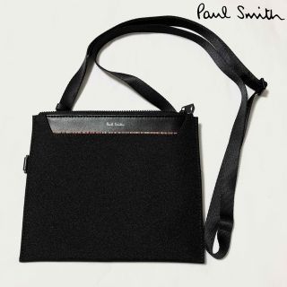 ポールスミス(Paul Smith)の美品　ポールスミス　ショルダーバッグ　マルチストライプ　サコッシュ　黒　斜め掛け(ショルダーバッグ)