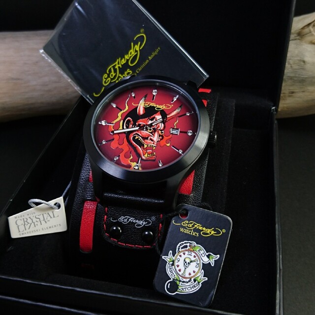 Ed Hardy(エドハーディー)の新品《限定特価》エド ハーディー∮グラディエーター2★鬼炎般若/レッド∮超希少！ メンズの時計(腕時計(アナログ))の商品写真