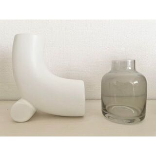 スリーコインズ(3COINS)の【2個セット】スリーコインズ 陶器 クリアガラス 花瓶 フラワーベース 韓国(花瓶)