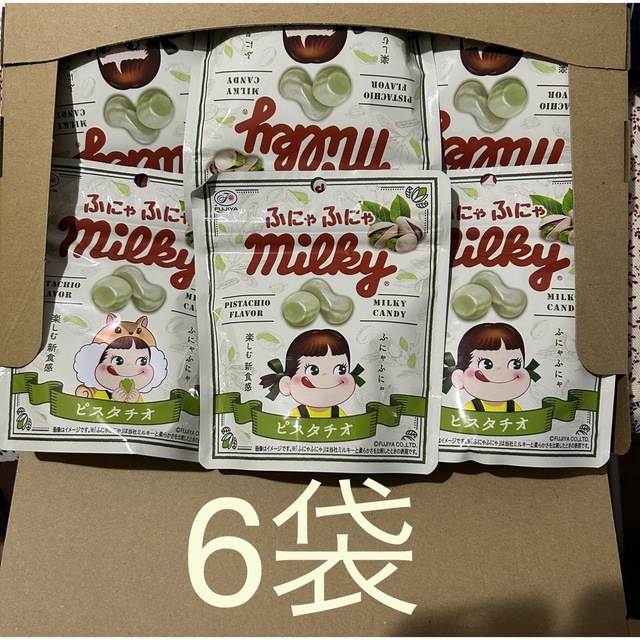 不二家(フジヤ)の不二家 ふにゃふにゃミルキー ピスタチオ  36g(個包装紙込み)×6袋 食品/飲料/酒の食品(菓子/デザート)の商品写真