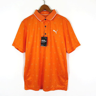 プーマ(PUMA)のプーマ ポロシャツ ロゴ 18H モノグラム ドライ 半袖 L オレンジ タグ付(ウエア)