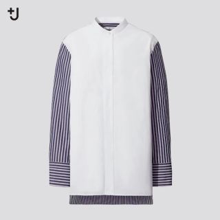 ユニクロ(UNIQLO)の+J スタンドカラーストライプシャツ（長袖）(シャツ/ブラウス(長袖/七分))