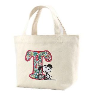 スヌーピー(SNOOPY)のリバティ スヌーピー  トート イニシャルバッグ 「T」 (トートバッグ)