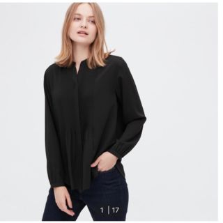 ユニクロ(UNIQLO)の新品 ユニクロ　UNIQLO レーヨンピンタックブラウス(シャツ/ブラウス(長袖/七分))