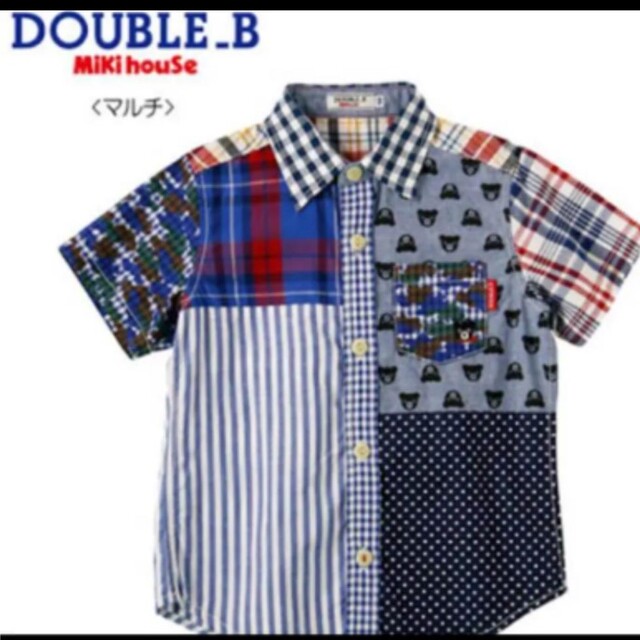 DOUBLE.B(ダブルビー)の新品タグ付 DOUBLE.B パッチワーク風シャツ キッズ/ベビー/マタニティのキッズ服男の子用(90cm~)(Tシャツ/カットソー)の商品写真