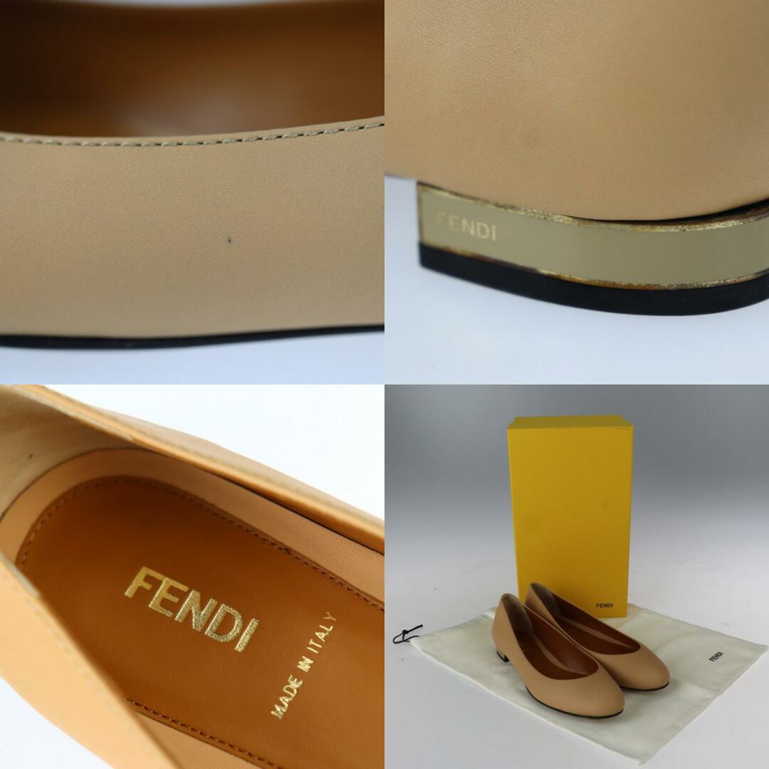 FENDI(フェンディ)のFENDI フェンディ  フラットパンプス パンプス    レザー ベージュ   ラウンドトゥ 参考サイズ24.5cm 37 1/2【本物保証】 レディースの靴/シューズ(ハイヒール/パンプス)の商品写真