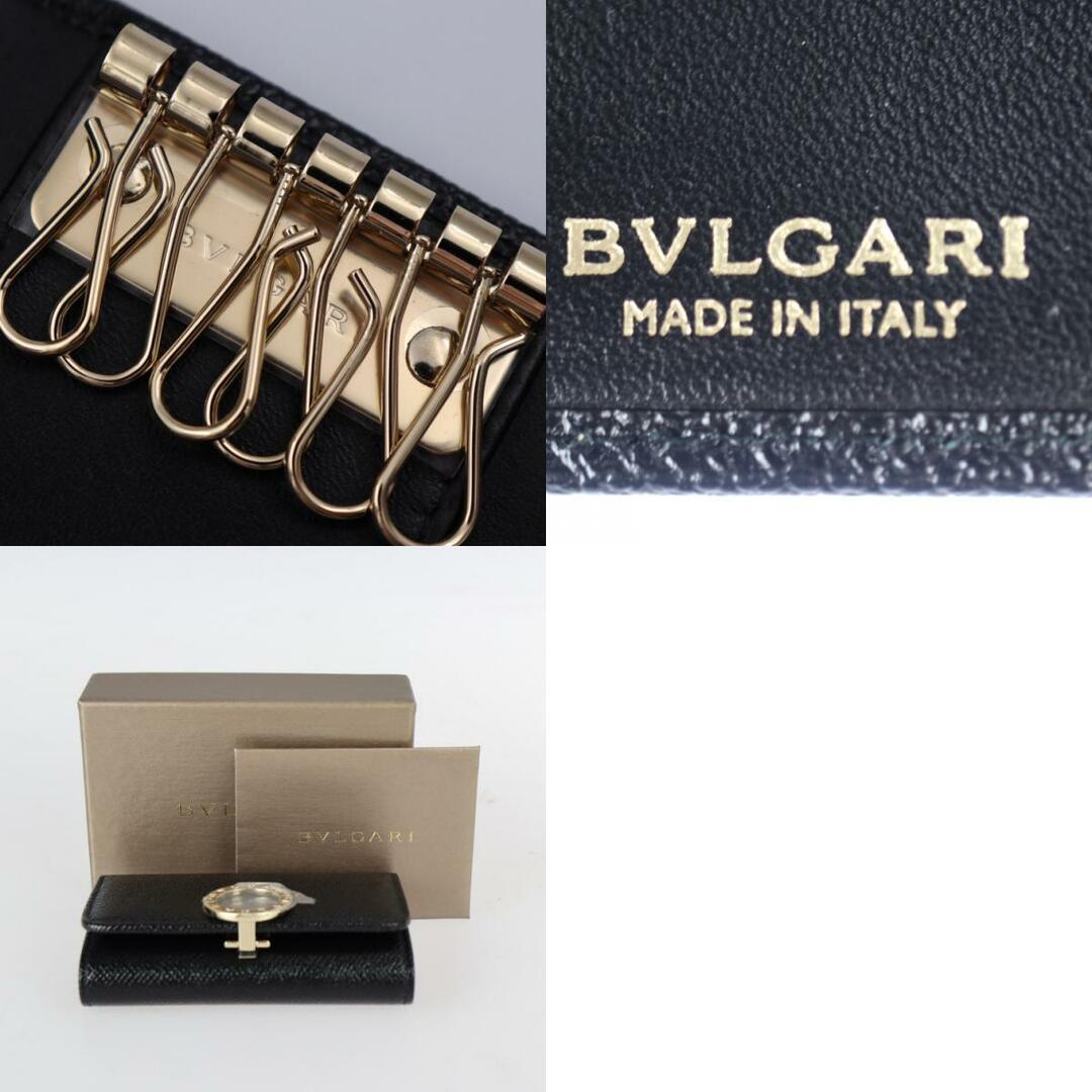 BVLGARI ブルガリ ブルガリブルガリ  キーケース 39341 グレインレザー   ブラック シルバー金具  ロゴクリップ 6連 【本物保証】 3