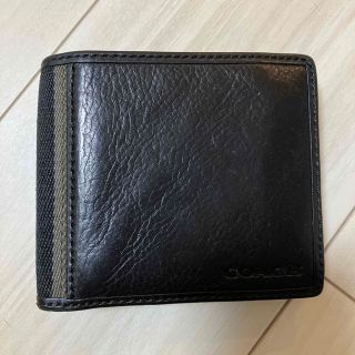 コーチ(COACH)の【中古】COACH メンズ 二つ折り財布　ブラック(折り財布)