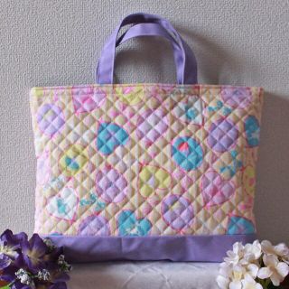 レッスンバッグ♪ハンドメイド♪ バレリーナとハート♪キルティング♪ラベンダー(バッグ/レッスンバッグ)