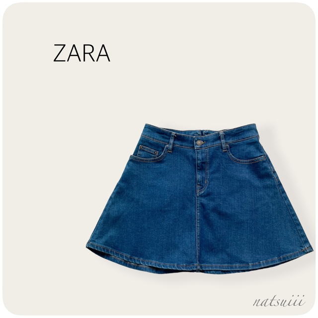 ZARA(ザラ)のZara ザラ . インディゴ デニム フレア Aライン スカート レディースのスカート(ミニスカート)の商品写真