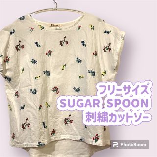 シュガースプーン(Sugar spoon)の★ SUGAR SPOON  刺繍 カットソー ブラウス フレンチスリーブ(シャツ/ブラウス(半袖/袖なし))