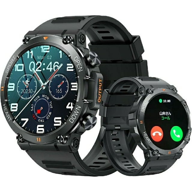 スマートウォッチ 2023年 Bluetooth5.2 通話機能付き 軍用規格 メンズの時計(腕時計(デジタル))の商品写真
