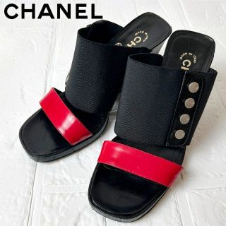 シャネル(CHANEL)の【良品】シャネル　サンダル　ハイヒール　ココマーク　イタリア製　ブラック(サンダル)