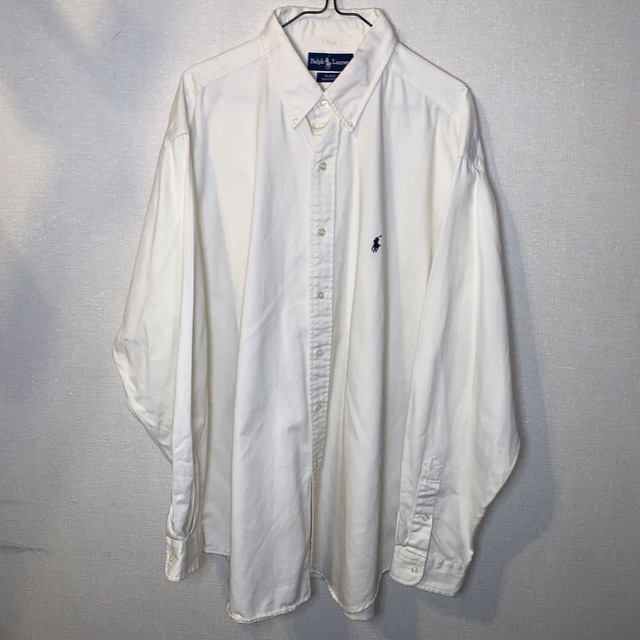 Ralph Lauren(ラルフローレン)の90s ラルフローレン BLAKE BD長袖シャツ  XL ポニー刺繍 無地 メンズのトップス(Tシャツ/カットソー(七分/長袖))の商品写真