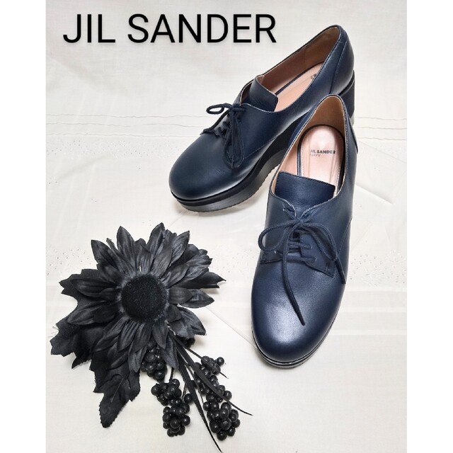 Jil Sander(ジルサンダー)の≡JIL SANDER≡ジル・サンダー 厚底シューレースシューズNAVY　モダン レディースの靴/シューズ(ローファー/革靴)の商品写真