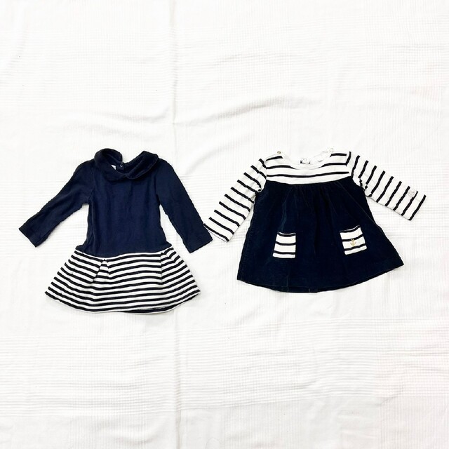 PETIT BATEAU(プチバトー)のpetit bateau ネイビー　ワンピース　２枚セット キッズ/ベビー/マタニティのベビー服(~85cm)(ワンピース)の商品写真