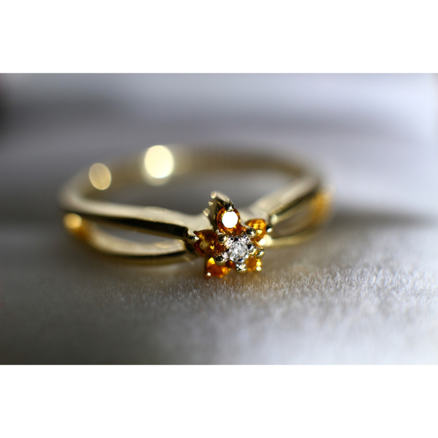 リング(指輪)逸品 英国 レディース 指輪 ダイアモンド ビンテージ 純金率375  J21