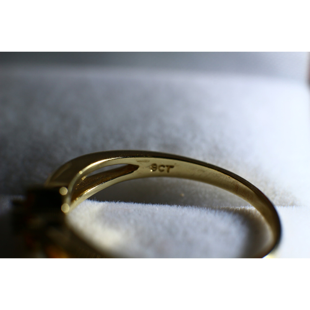 逸品 英国 レディース 指輪 ダイアモンド ビンテージ 純金率375  J21 8