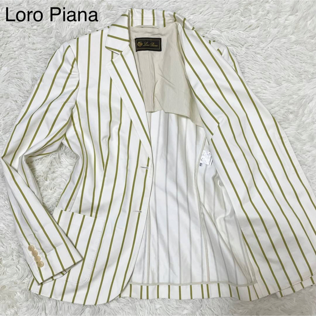 Loro Piana【希少 美品】テーラードジャケット 白 ストライプ M位