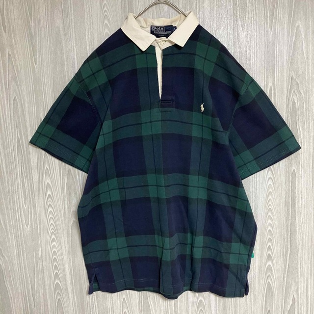 POLO RALPH LAUREN(ポロラルフローレン)のZ742ポロラルフローレン半袖ラガーシャツポロシャツブラックウォッチ柄チェック柄 メンズのトップス(ポロシャツ)の商品写真